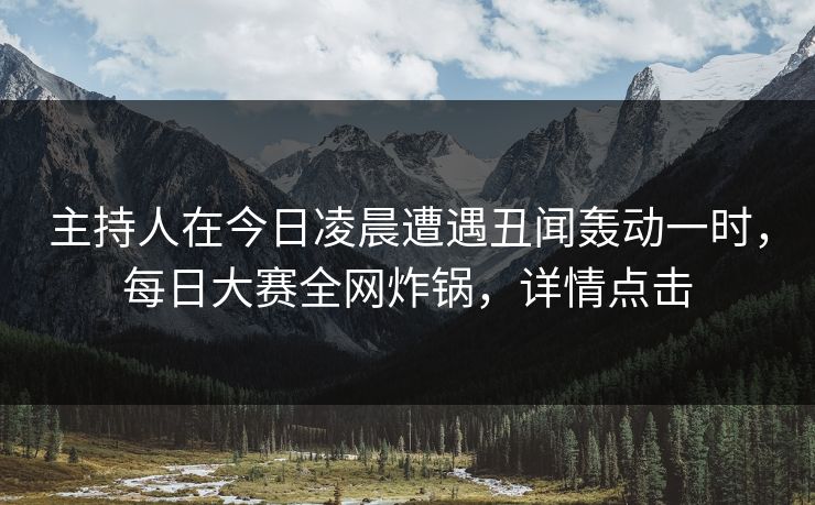 主持人在今日凌晨遭遇丑闻轰动一时，每日大赛全网炸锅，详情点击