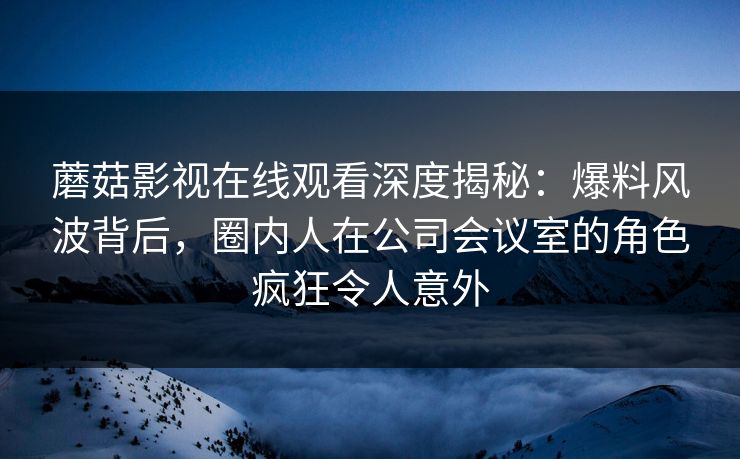 蘑菇影视在线观看深度揭秘：爆料风波背后，圈内人在公司会议室的角色疯狂令人意外