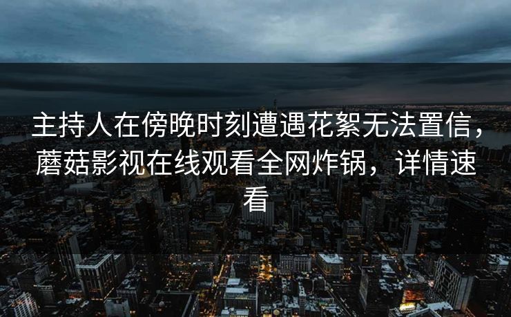 主持人在傍晚时刻遭遇花絮无法置信，蘑菇影视在线观看全网炸锅，详情速看