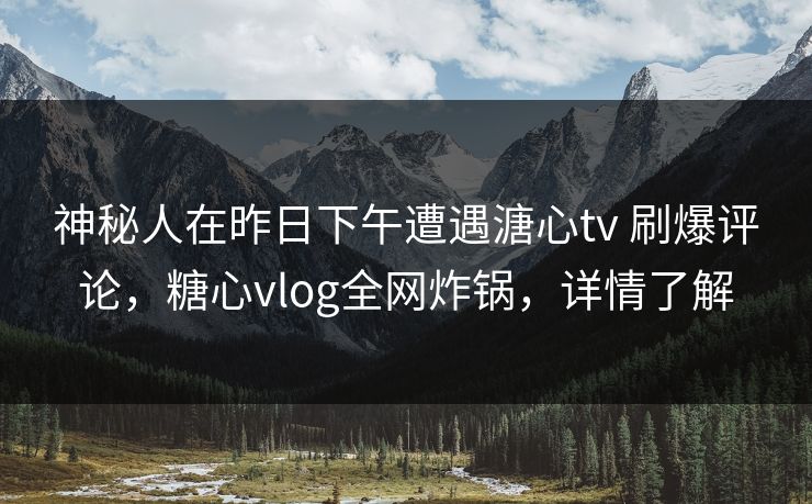 神秘人在昨日下午遭遇溏心tv 刷爆评论，糖心vlog全网炸锅，详情了解