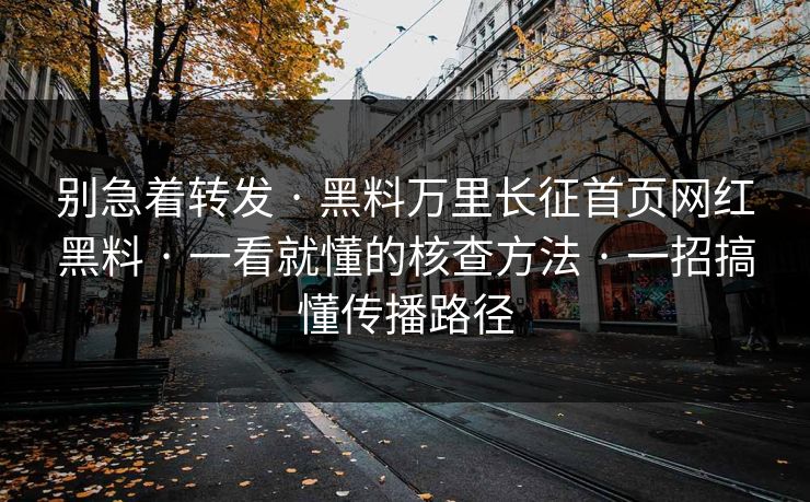别急着转发 · 黑料万里长征首页网红黑料 · 一看就懂的核查方法 · 一招搞懂传播路径